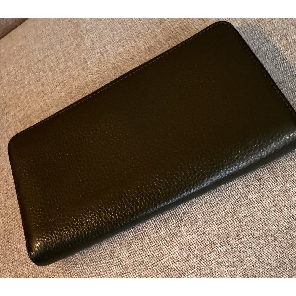 Coach C4451 Pebbled Leather Long Zip Around Wallet Clutch Forrest Green - Picture 9 of 13